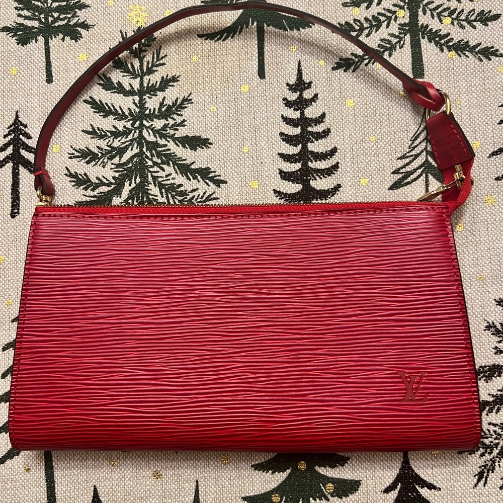 Louis Vuitton red vintage wristlet, authentic